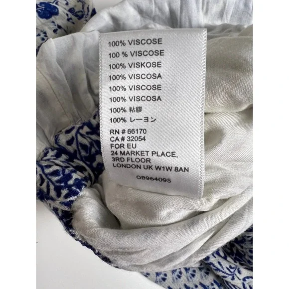 Anthropologie Clemente Blue Floral Off Shoulder Smocked Romper Jumpsuit Women M - Picture 15 of 16